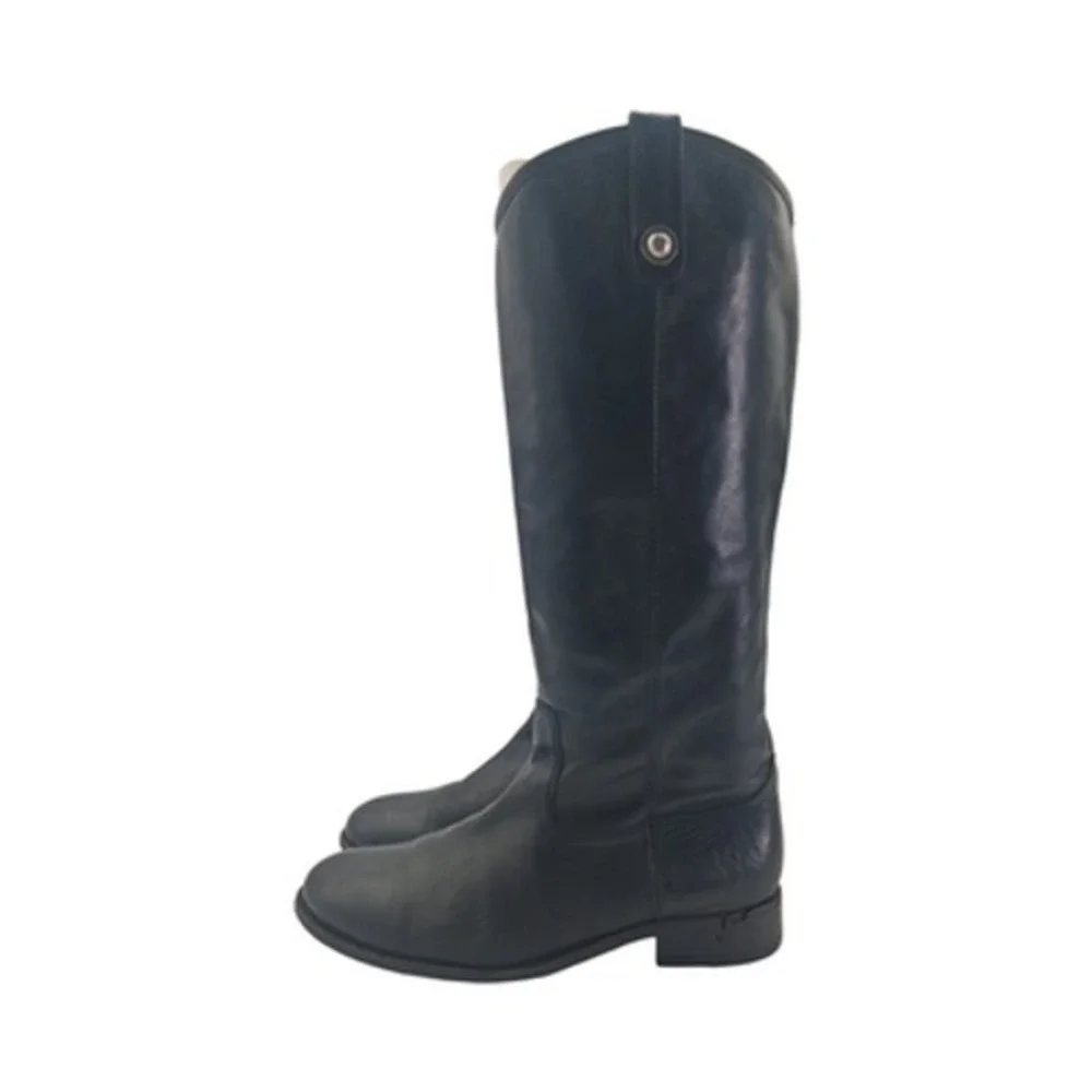 Frye Boots Womens Size 8 B Black Leather Tall Riding Pull On Knee High 77167